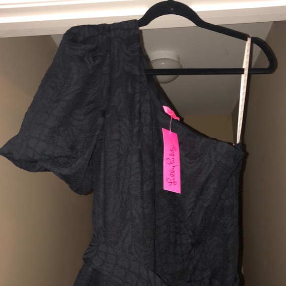 NWT Lilly Pulitzer Brialyn One Shoulder Jumpsuit: Pineapple Pucker Jacquard, 14. - Picture 5 of 10